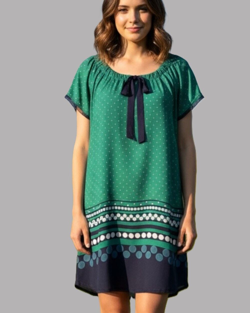 ALLIHOP by Anthropologie Drawing Dots Chemise Silk Shift Dress Size S Nautical